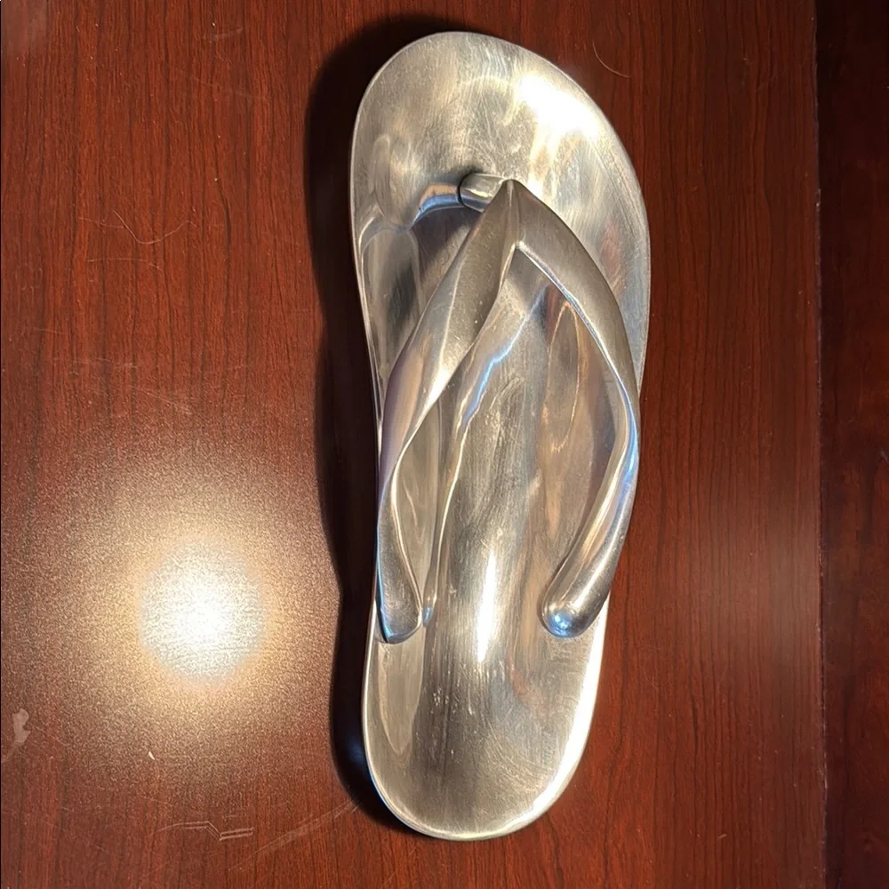 Vintage Solid Aluminum Flip Flop Sandal Dish Trinket tray Unique